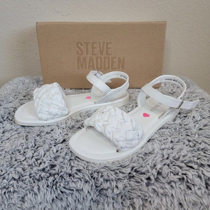 NEW Steve Madden Girls J-Karina White Braided Sandals Size 1