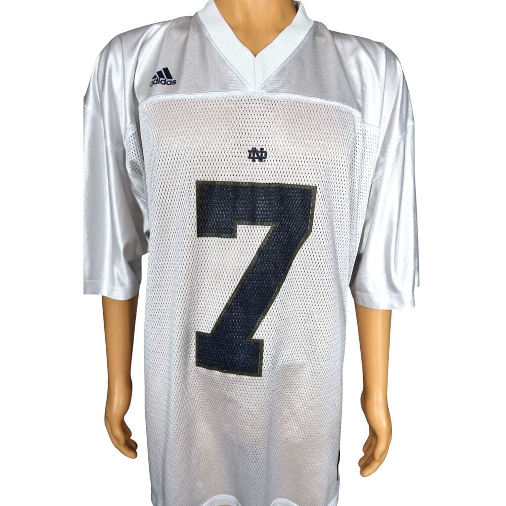 Adidas University of Notre Dame Fighting Irish White Football Jersey Sz 2XL