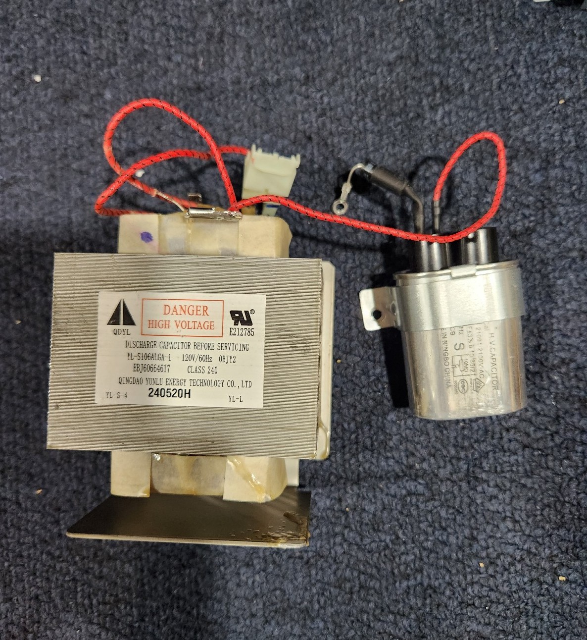 GE JVM3160RF9SS Microwave High Voltage Transformer And Capacitor