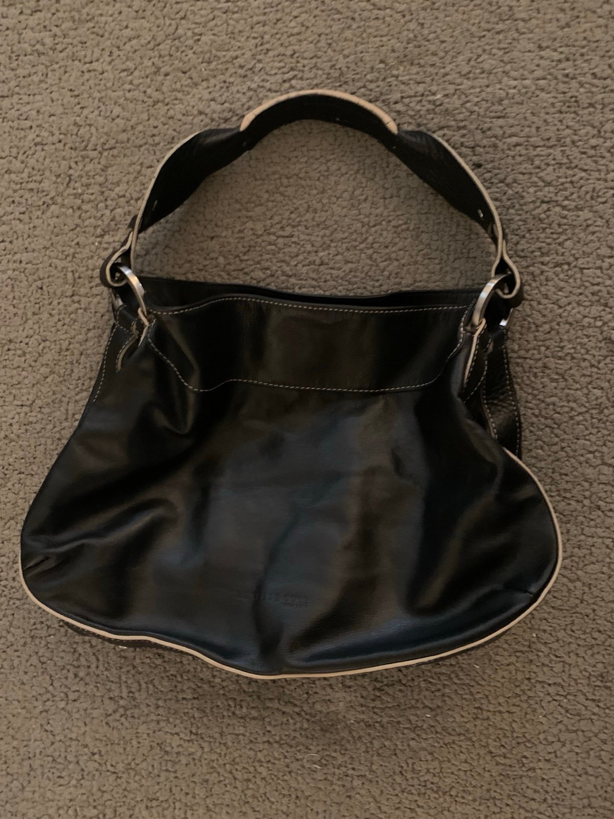 KENNETH COLE Black Leather Hobo BAG Handbag Purse Silver Hardware