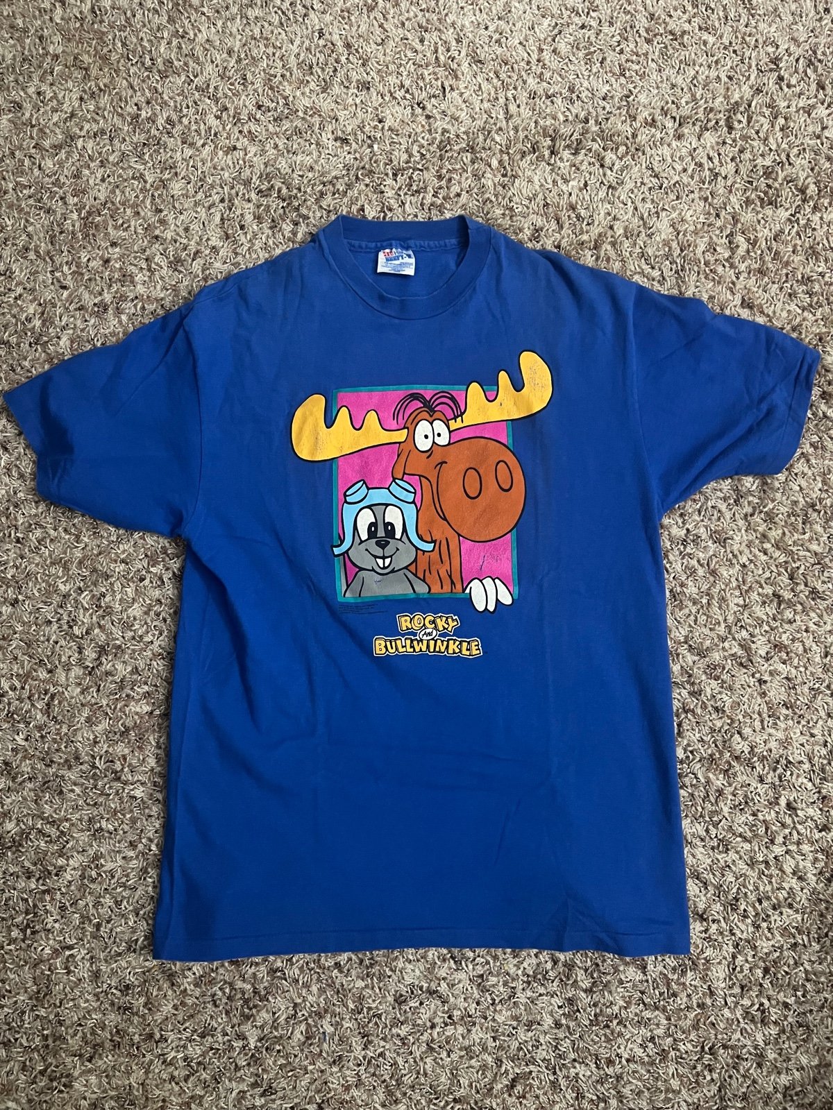 RARE VINTAGE ROCKY AND BULLWINKLE MADE IN USA T SHIRT SIZE LARGE