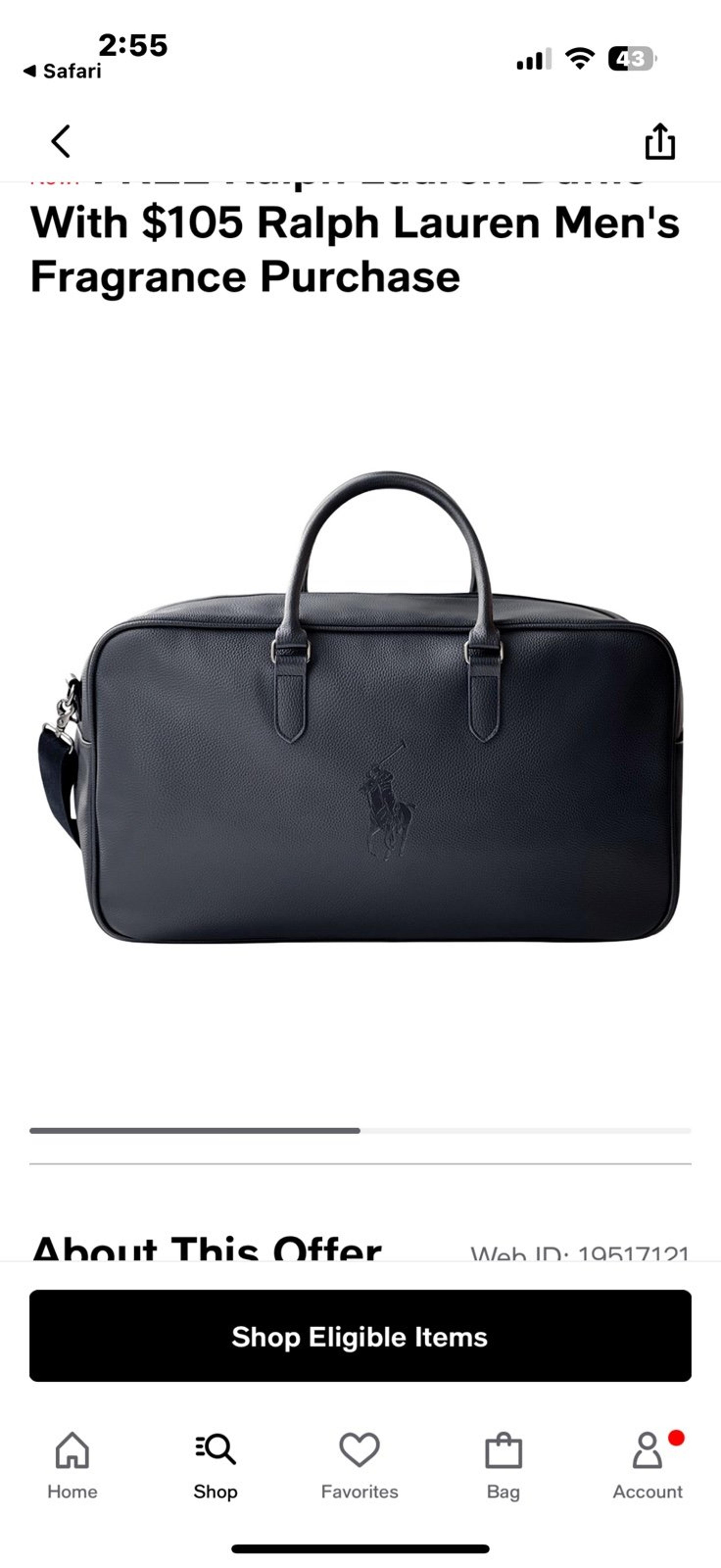 [NAVY] POLO RALPH LAUREN CARRYON BAG