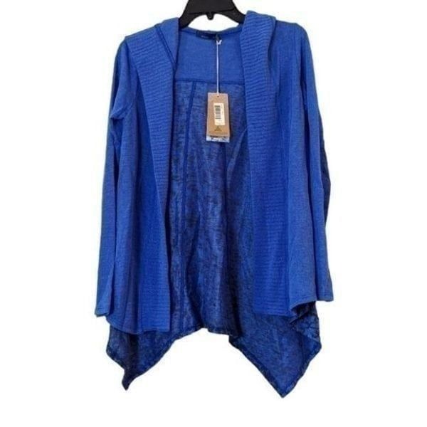 Prana Womens Size XS Blue Hilo Duster Long Sleeve Hooded Cardigan Sweater