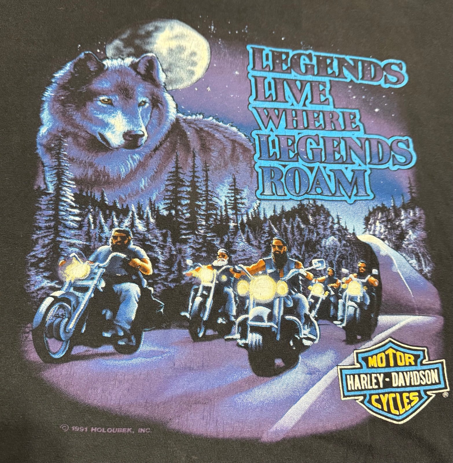 Vintage 1991 Harley Davidson Wolf T Shirt XL