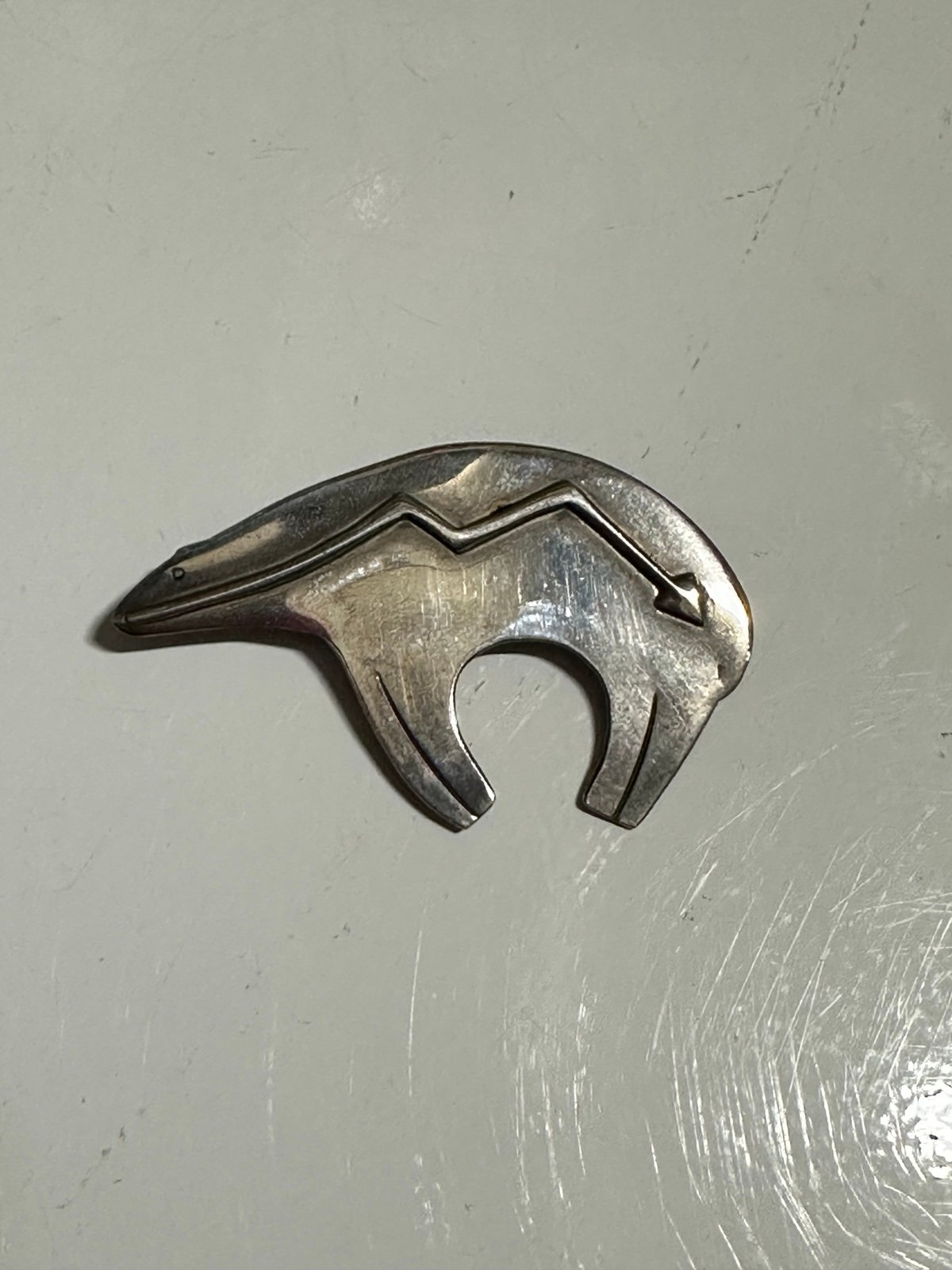 Vintage marked sterling silver fetish bear brooch pin