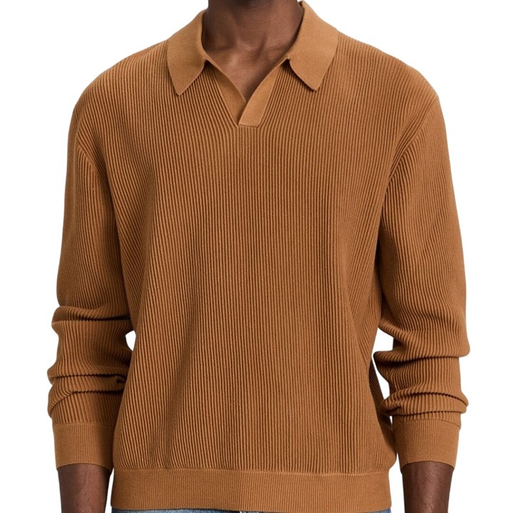 Madewell NWT Johnny Collar Long Sleeve Sweater Polo Acorn 2023 Size L