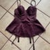 Victoria Secrets Bustier Corset with Tulle Wine Colored Garter Straps 36C NWOT