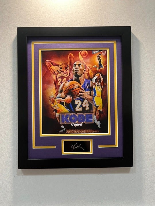 Framed Kobe Bryant Laser Engraved Signature L.A Lakers