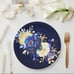 80 Royal blue, yellow, and gold metallic floral paper plates