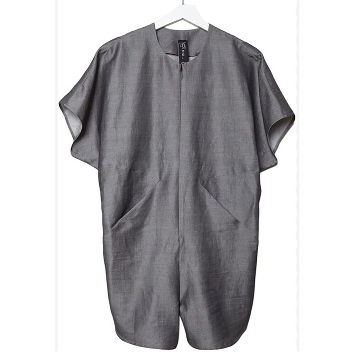 Zero + Maria Cornejo Grey Metallic Romper Jumpsuit, Size Small S