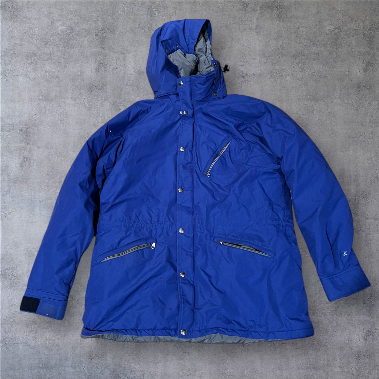 Vintage The North Face TNF Blue Ski Goretex Hooded Jacket Coat XL Extra Large