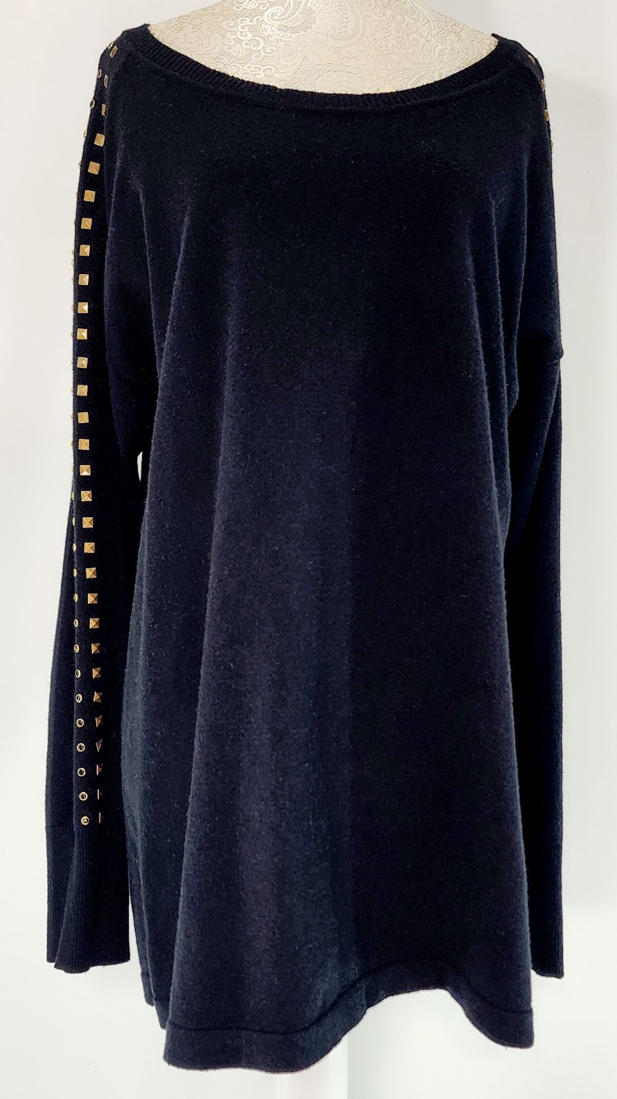 Orly long sleeved sweater with brushed gold studs