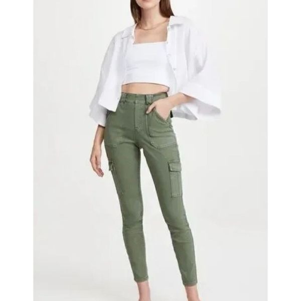 Spanx cargo green pull on skinny pants size small