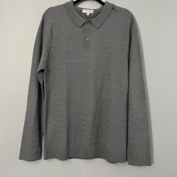Geoffrey Beene men’s grey polo sweater size Large NEW NWT