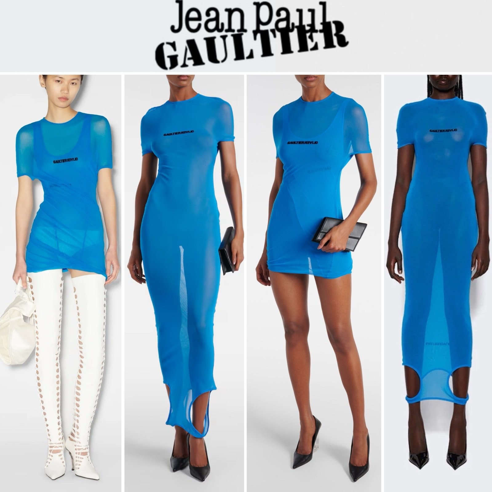 Jean Paul Gaultier X Shayne Oliver Women Mesh Backless Dress in Blue sz XS
