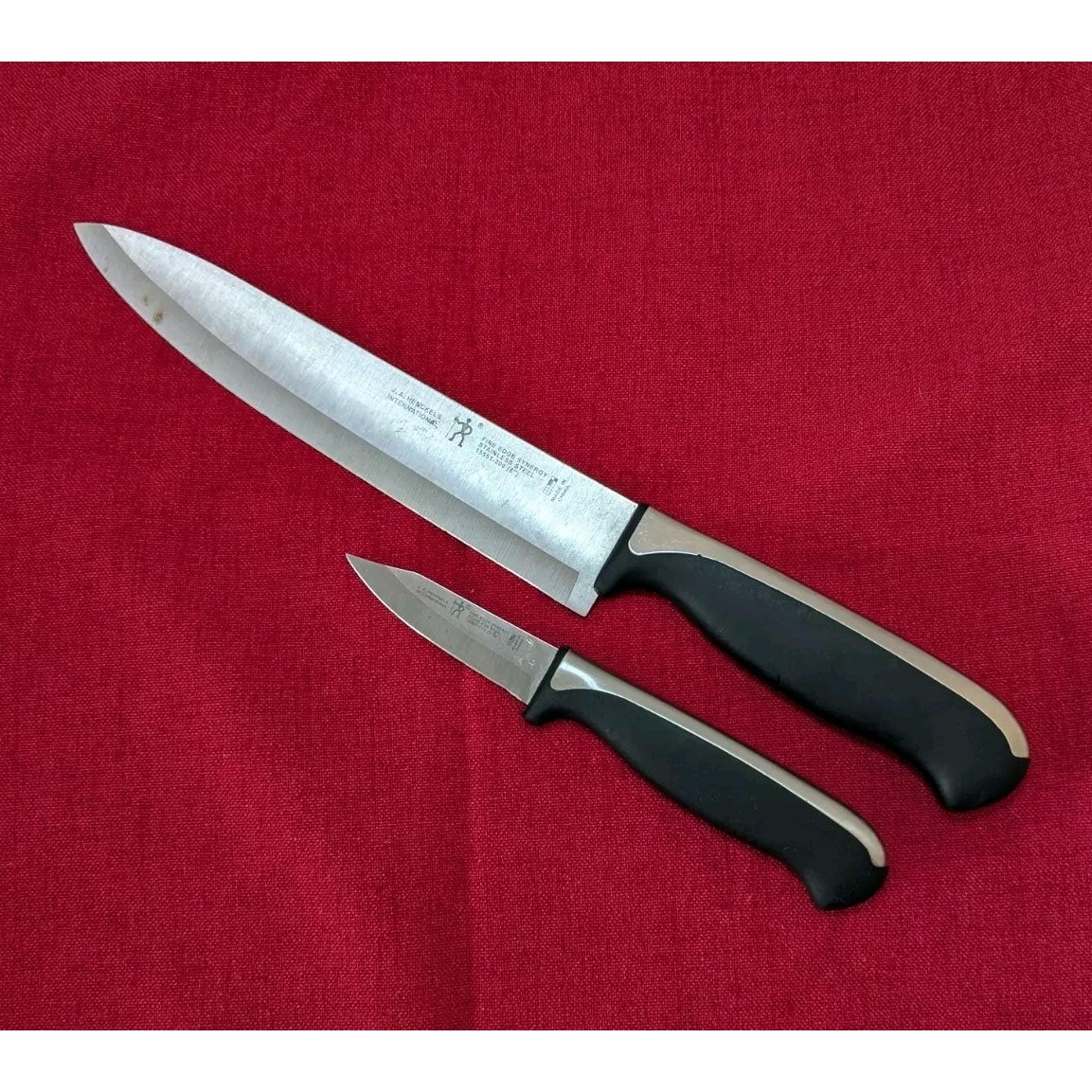 JA Henckels Synergy German Stainless 8" Chef Knife, 2.75"Paring Knife Used