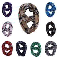 Lot of 9pcs plaids check infinity cashmere blend scarf