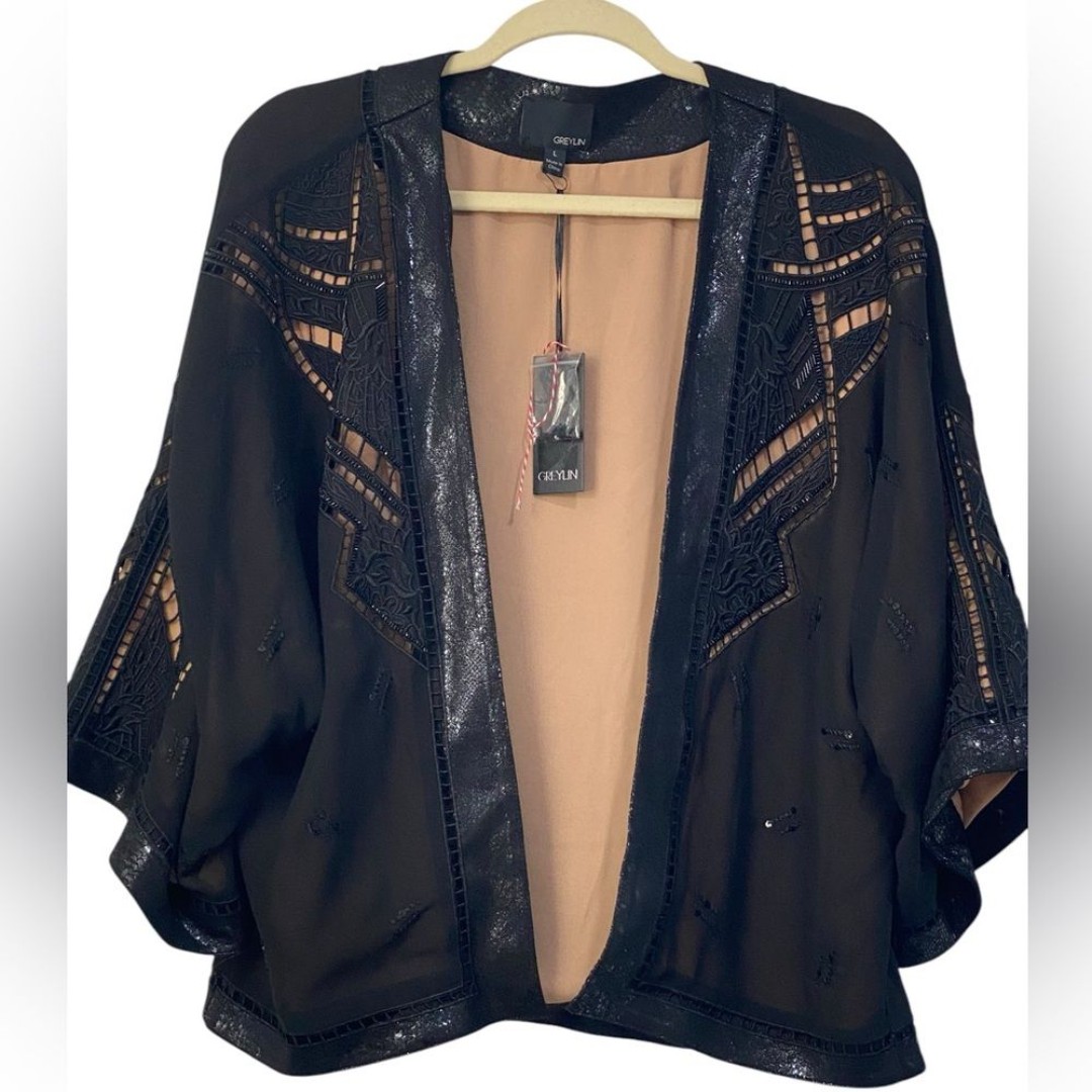 NWT Greylin Babushka Embroidered Kimono Jacket