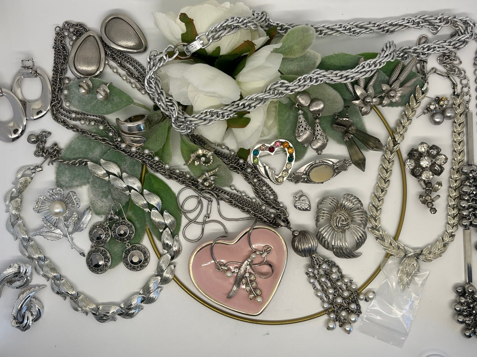 Silvertone Costume Jewelry Lot