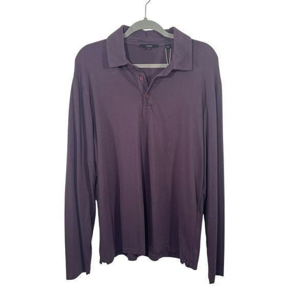 Vince NWT Men's Purple Long Sleeve Cotton Polo Shirt Size Large