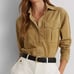 Ralph Lauren Women’s Goat Suede Button Up Long Sleeve Shirt / Jacket - Tan - S