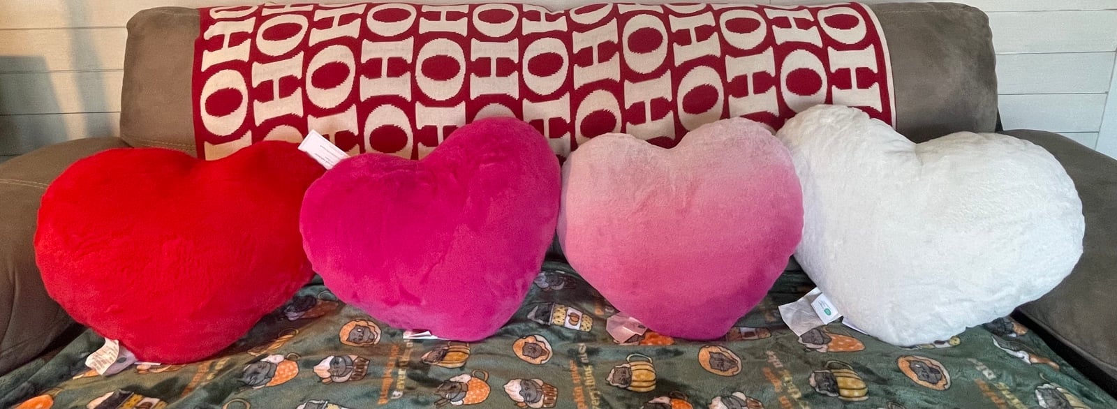 4x Cupcakes & Cashmere Luxury Faux Fur Heart Throw Pillows Valentines