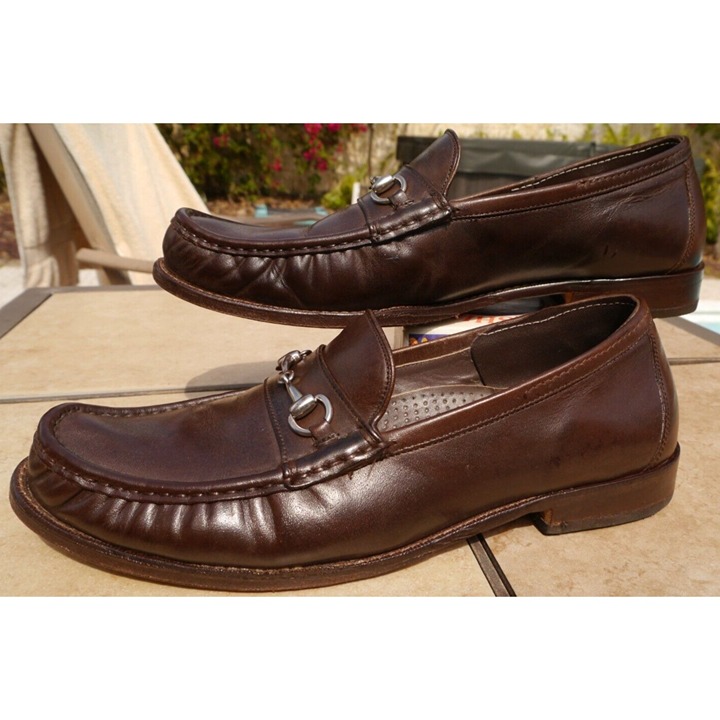 Cole Haan Loafers Dark Brown Leather Silver Tone Horsebit C14216 Sz 11.5 M Shoes