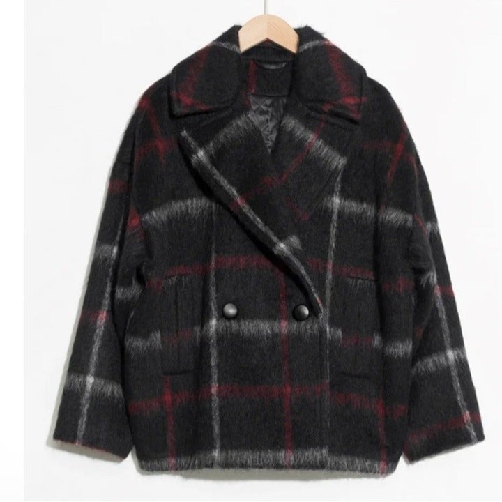 And Other Stories Stockholm Atelier Checkered Alpaca Coat Size 2
