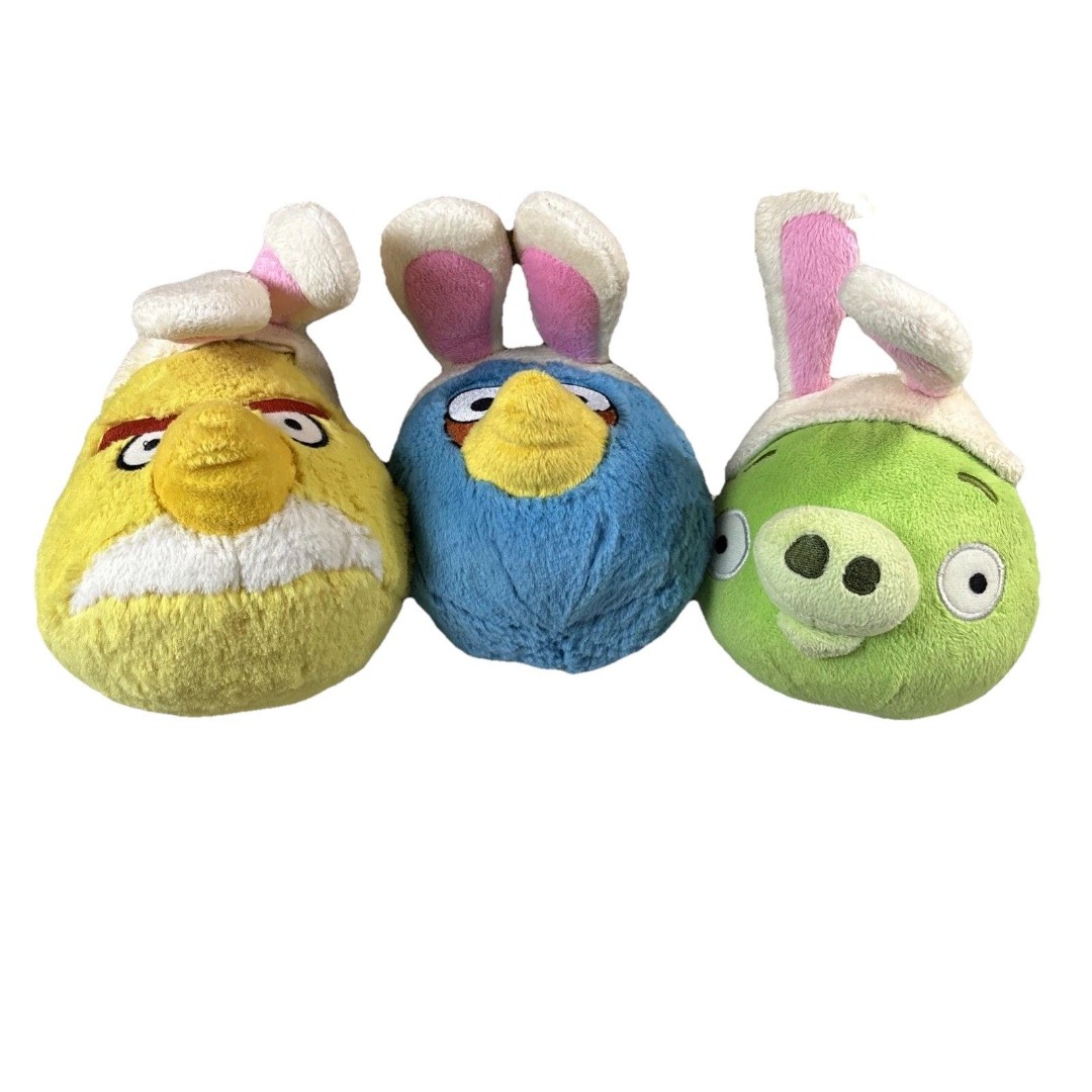 Angry Birds Plush Lot Of 5 Easter Bunny Ears Commonwealth 2011