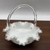 Vintage Fenton Basket Violets in the Snow Spanish Lace Silver Crest Signed