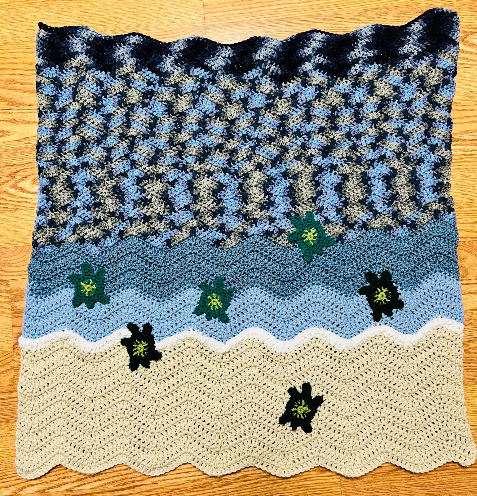 Turtle Ocean Sea HandMADE crocheT baby blanket/lap afghan-UNISEX-NEW-SHOWER GIFT