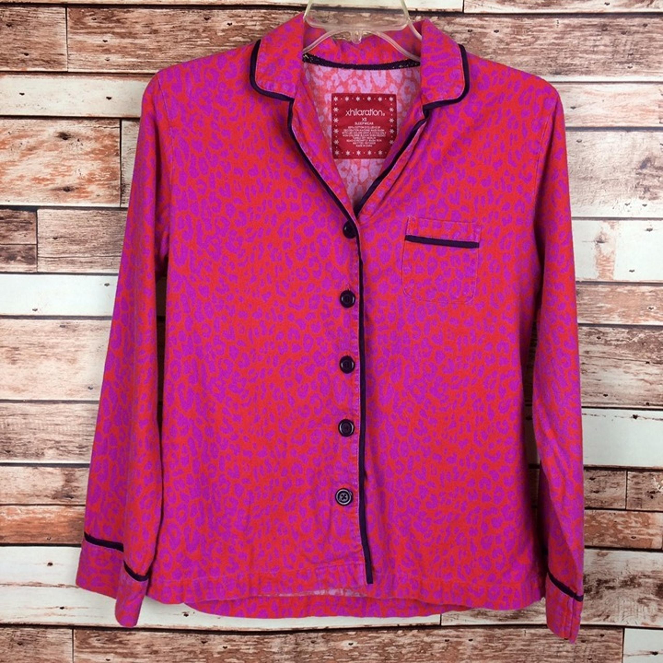 Xhilaration Women's Long Sleeve Red Print Pajama Top Size XS