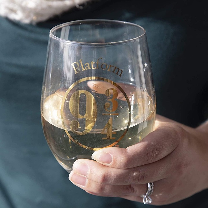 Stemless Wine Glasses, Set of 4 - Gold Symbols and Designs