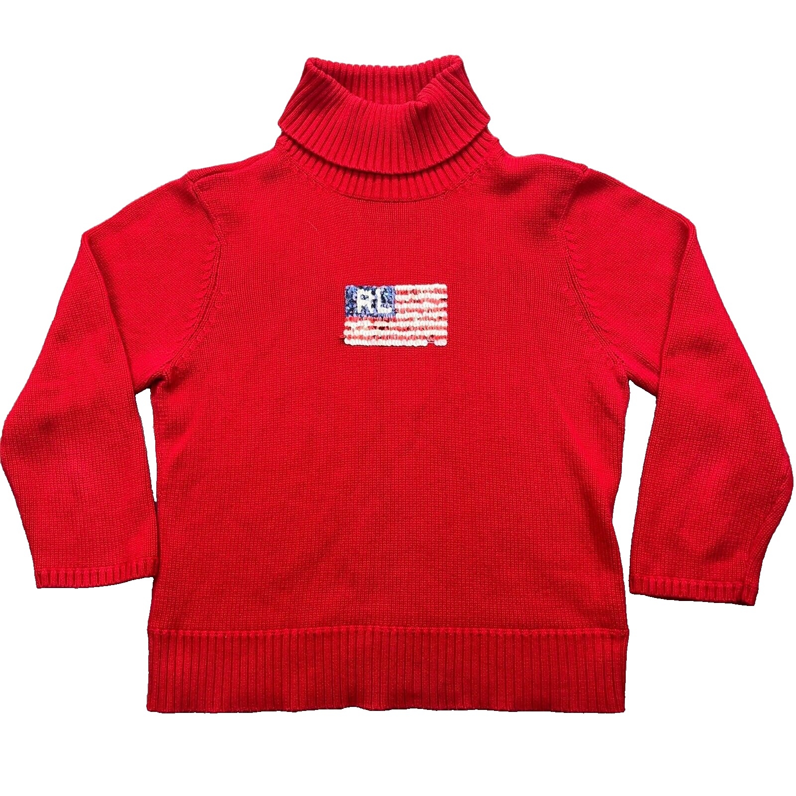 Polo Jeans Co.Ralph Lauren Flag Sweater VINTAGE VERY RARE Sz L Australia Red