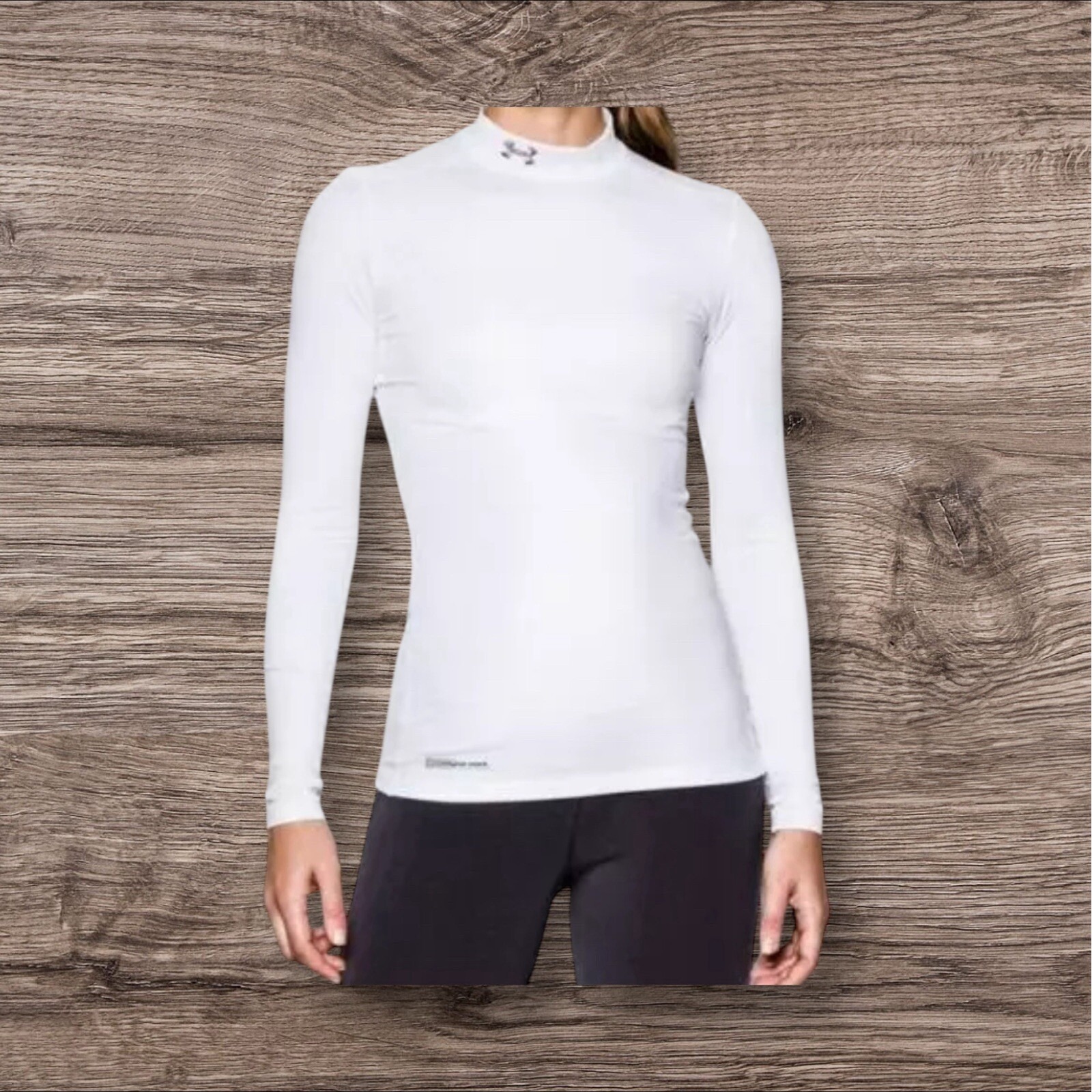 NWT Under Armour Mock Neck Cold Gear Long Sleeve Womens Shirt XL White