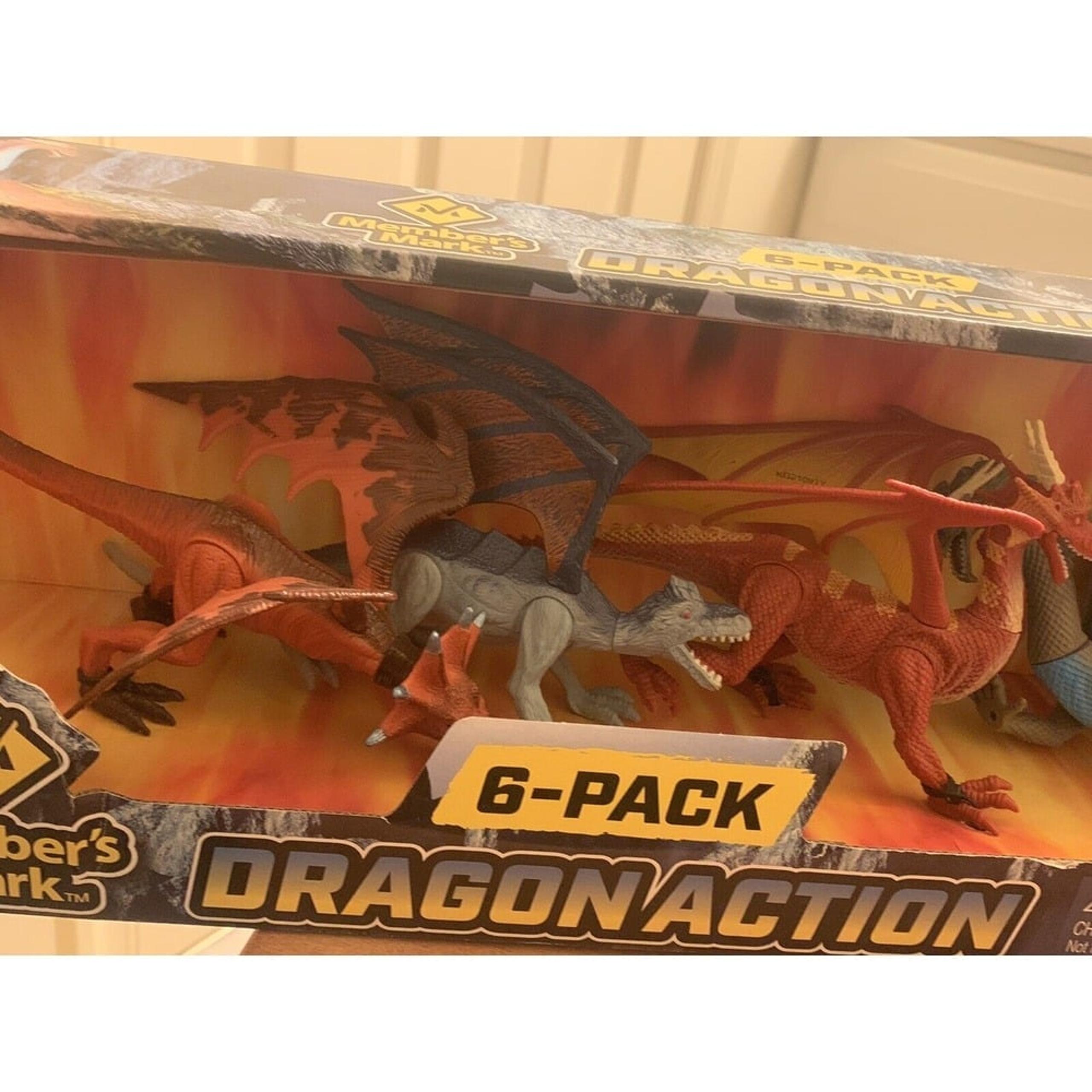 Member's Mark Posable Dinosaur  Dragon Action Figures, 6 Pack New