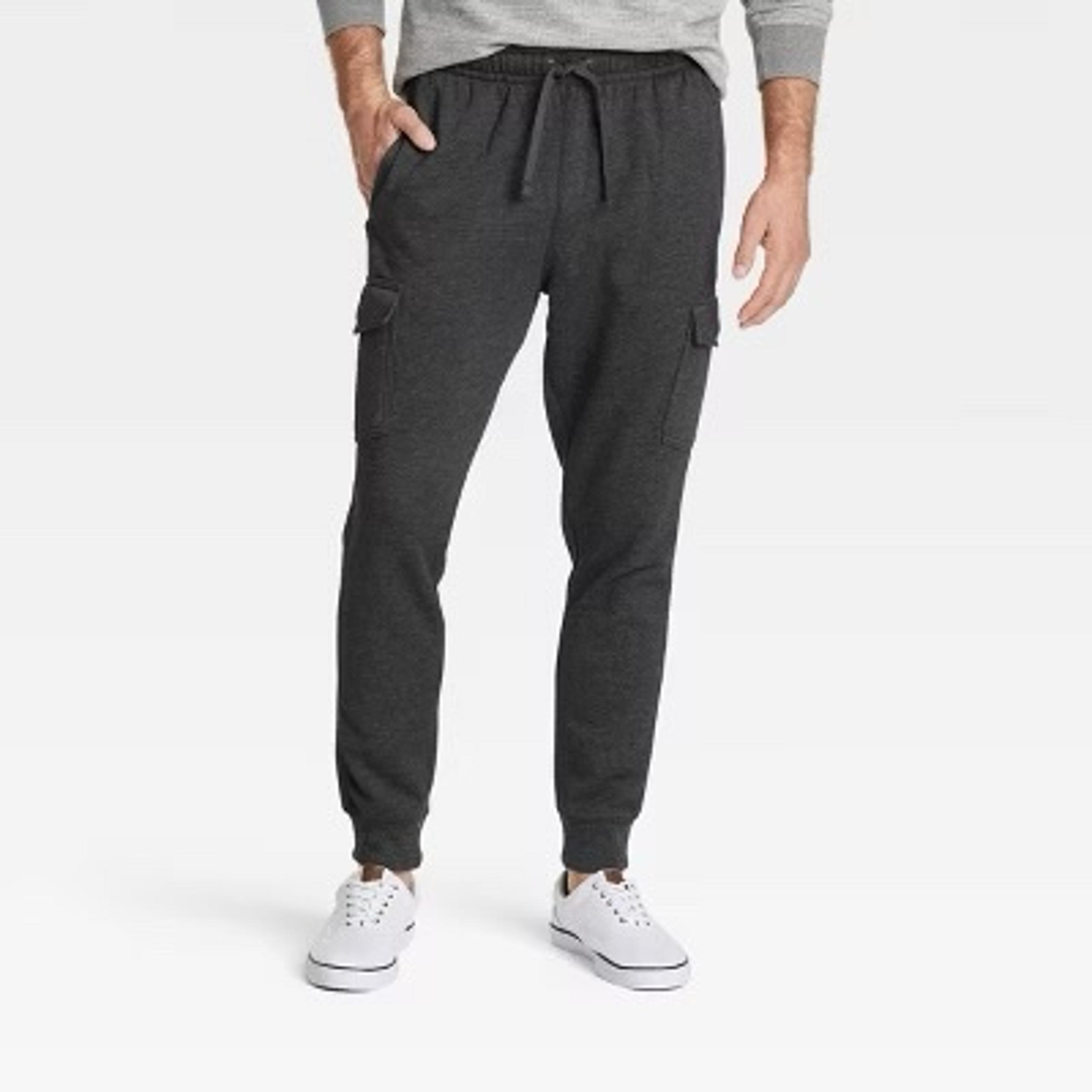 Men’s Fleece Cargo Jogger Pants NWT Size Small Charcoal Grey - Goodfellow & Co