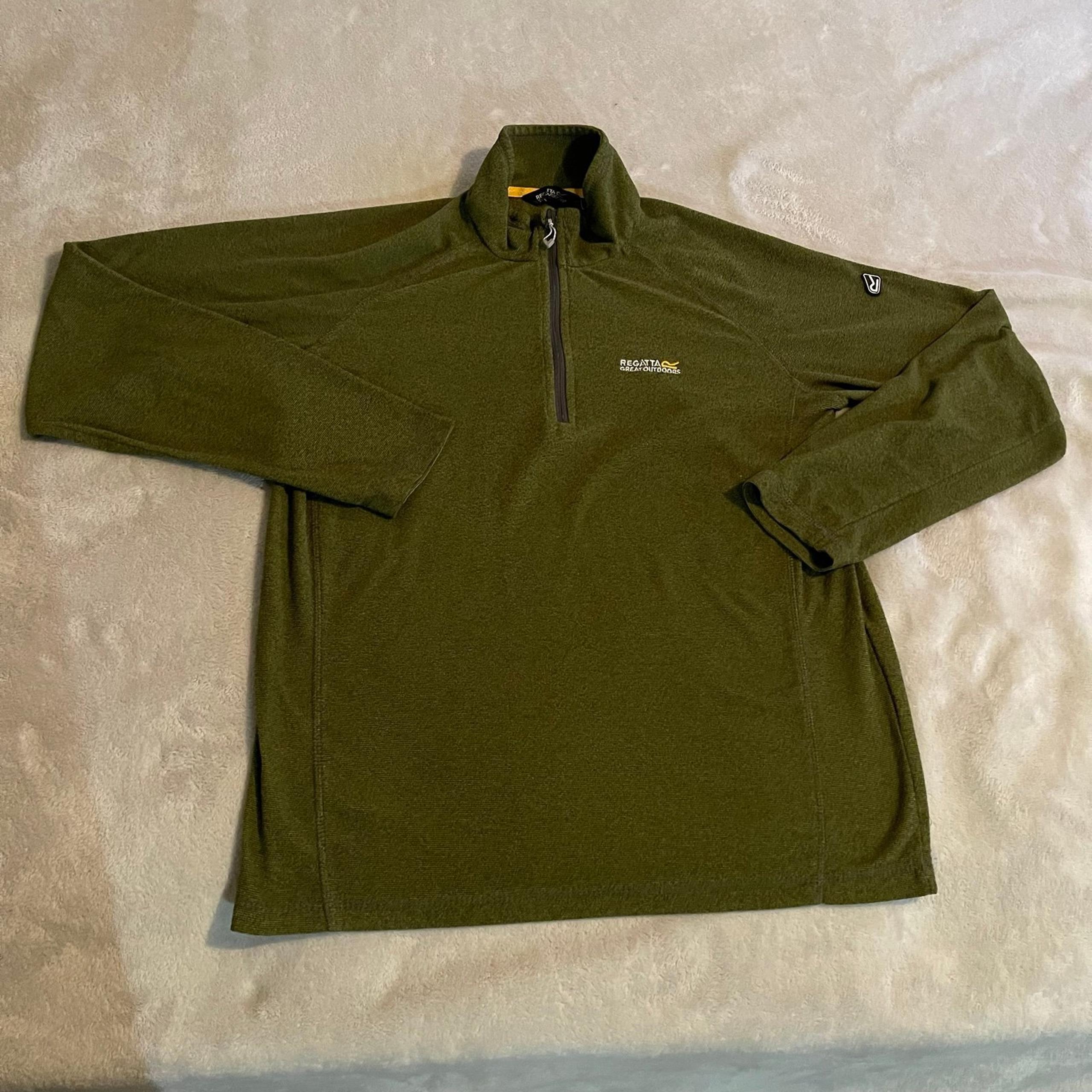 Regatta Sweater Men Large Green Great Outdoors Quarter Zip Pullover Lightweight