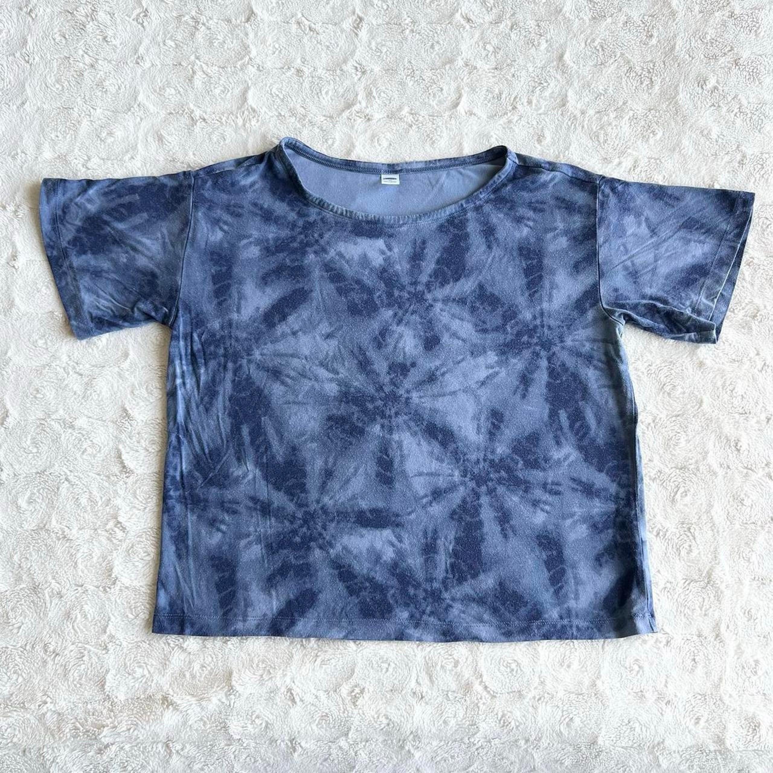 Pajama Shirt Top Tee Womens XS Blue Tie Dye Short Sleeve Pattern Sleep - Old Navy