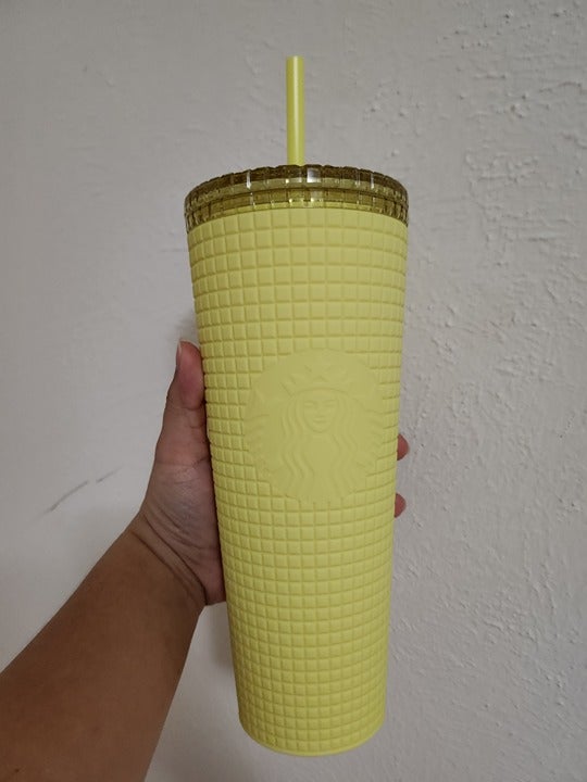 Starbucks Winter 2023 - Meadow Yellow Soft Touch Grid Tumbler (Cold Cup) - 24 oz