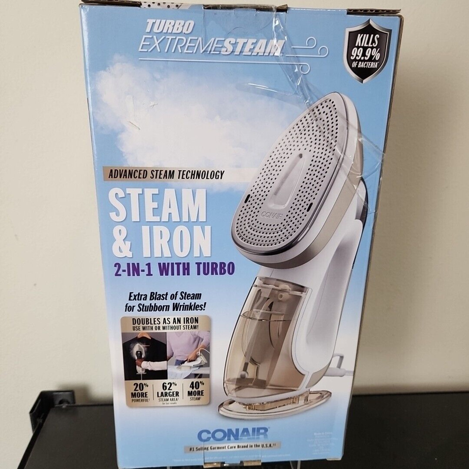 Conair Turbo Extreme Steam & Iron 2 in 1 with Turbo Handheld OPEN BOX