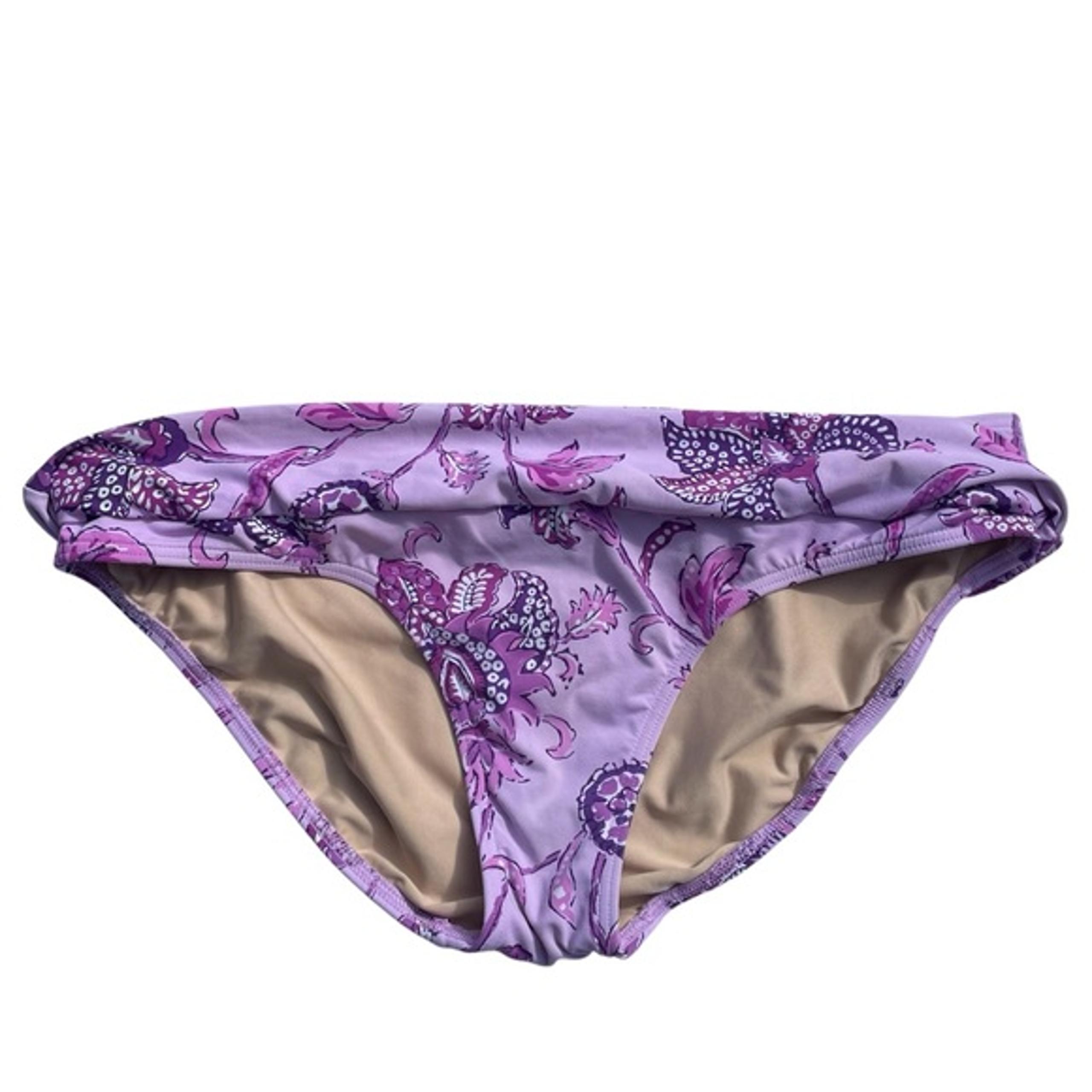 Lands' End Women's Purple Paisley Bikini Swimsuit Bottom Floral Purple Size 16