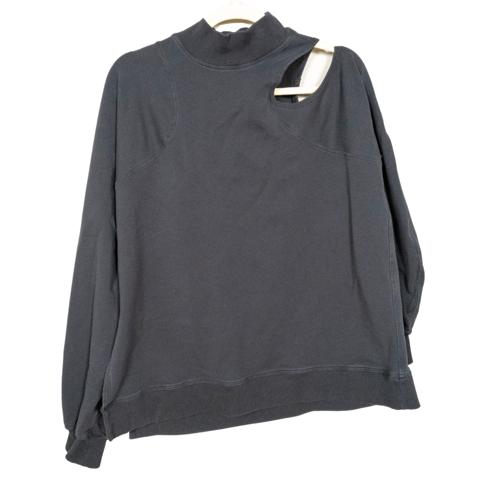 LULULEMON Black LA Asymmetrical Cut Out Crew Neck Sweatshirt Women's Medium