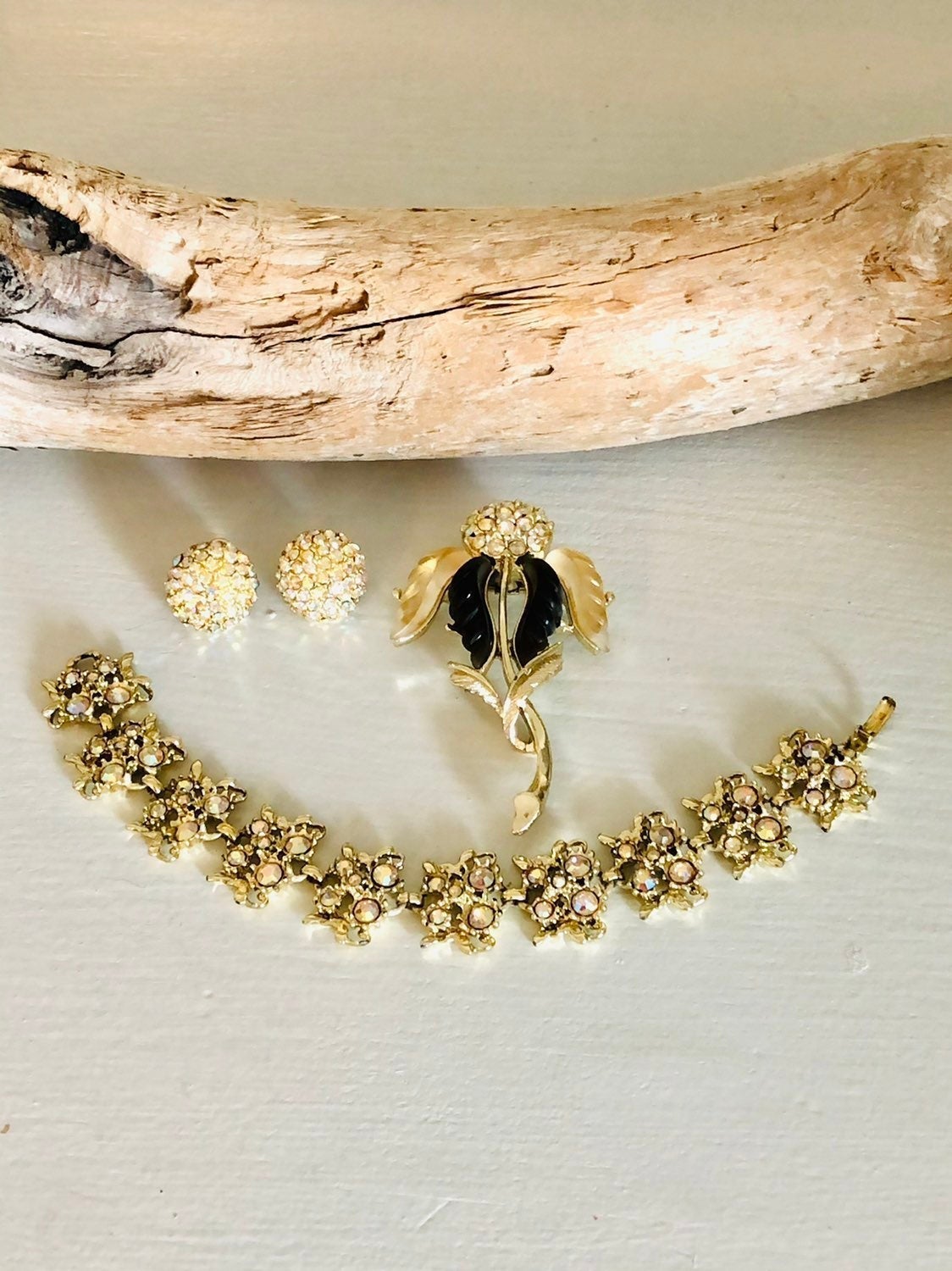 Vintage Dragon brooch bracelet Parure Set