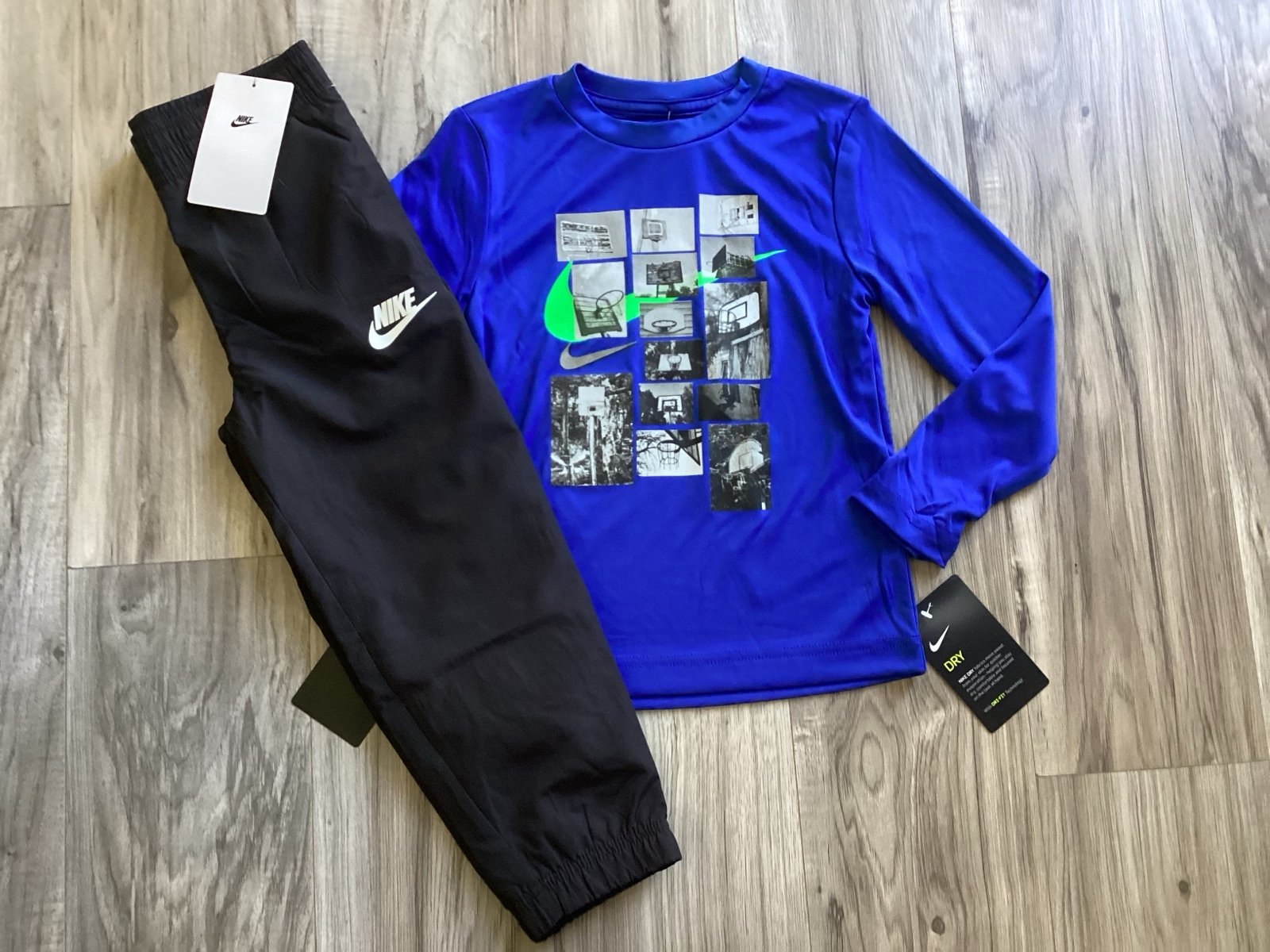 Nike boys l/s tee & Wind pants outfit size 4/4T(NWT) ~PRICE FIRM, NO OFFERS~
