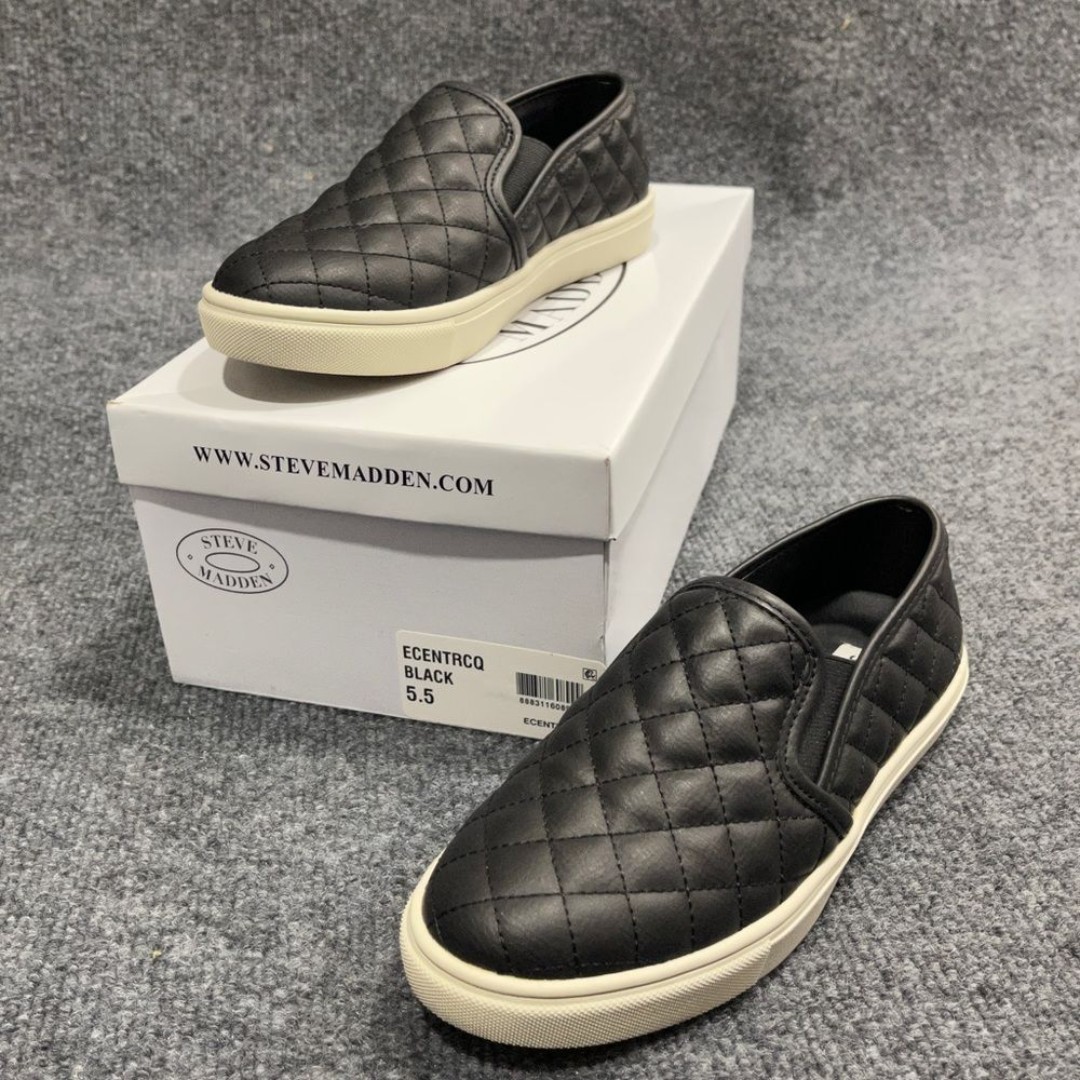 * STEVE MADDEM Ecentrcq Black QuiltedSlip On Shoes Sz 5.5