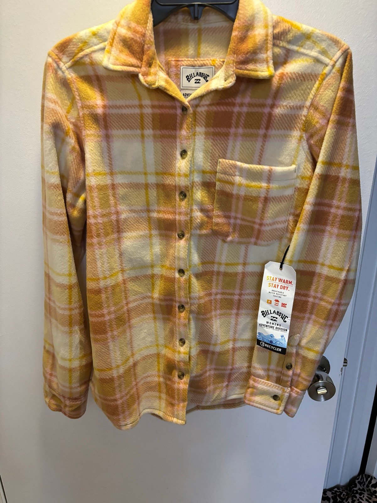 Billabong Forge Fleece Flannel Button Down Shacket Sz Medium