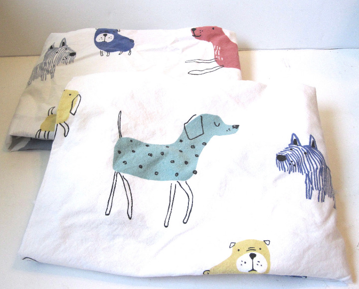 The Company Store Dog Pillowcase Pair King Whimsical Terrier Hound Bulldog Pups
