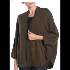 Premise cashmere top stitch open front cashmere cape size M