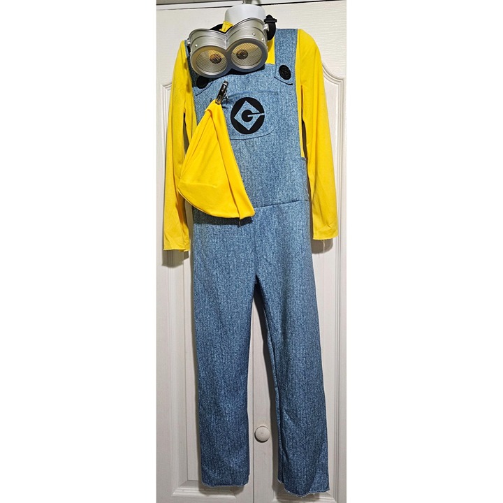 Despicable Me Minion Bob Kids Costume 4-6 Beanie Hat Goggles Halloween Boys
